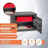 Brihard Biometrischer Safe - 2-en-1 Digitale Tastatur und Fingerabdruck Safe - Haussafe 25x35x25cm - Elektronischer Tresor mit Anti-Bump Schloss, LED - 3