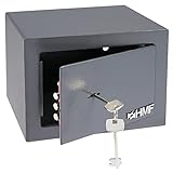 HMF 49216-11 Safe Tresor klein mit Schlüssel, Möbeltresor | 23 x 17 x 17 cm | Anthrazit